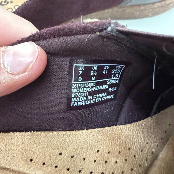 Clarks Collection Caroline Bay Burgundy Suede Slip On Mules Shoes Womens 9.5 M - Picture 7 of 8